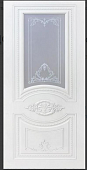 Дверь Моцарт ДО 800 Эмаль RAL 9010+ патина серебро (фото,белое,рис.серебро)