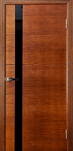 Дверь Шторм Английский орех-2 ДО 80 (стекло Лакобель,черное)