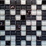 Мозаика Glass Микс 503 бел- чер-платина чип 15*15
